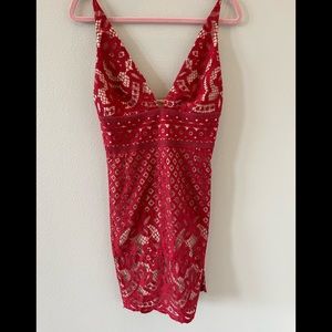 Stylestalker red lace lined dress.